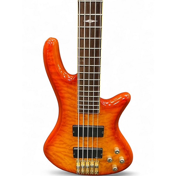 Used Schecter Guitar Research DIAMOND SERIES ELITE 5 Trans Orange Electric Bass Guitar