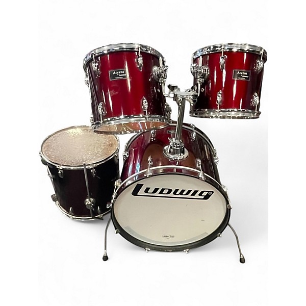 Used Ludwig 4 Piece Accent Wine Red Drum Kit