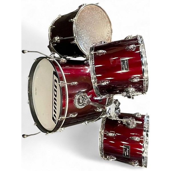 Used Ludwig 4 Piece Accent Wine Red Drum Kit