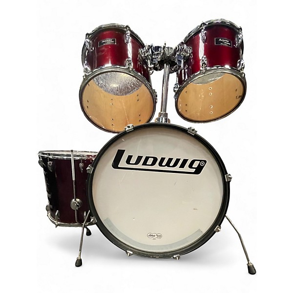 Used Ludwig 4 Piece Accent Wine Red Drum Kit