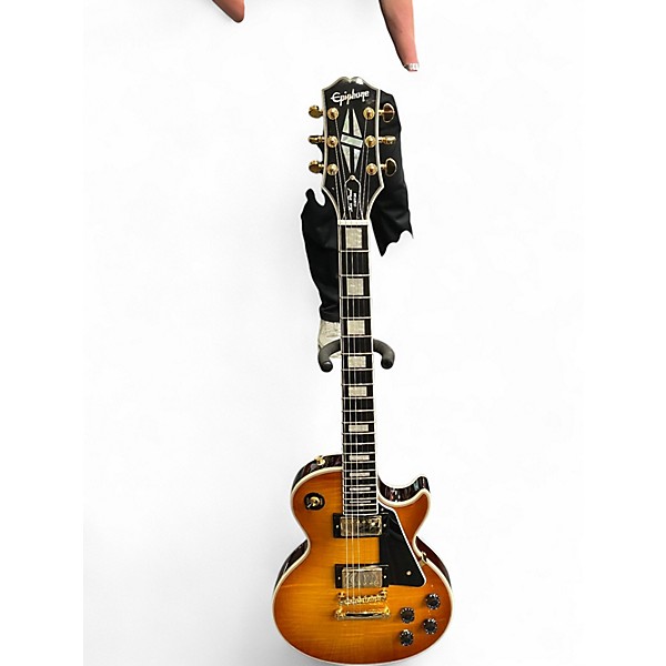 Used Epiphone Les Paul Custom Figured Iced Tea Burst Solid Body Electric Guitar