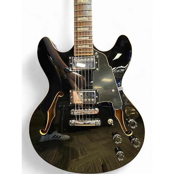 Used D'Angelico Premier Series DC Black Hollow Body Electric Guitar
