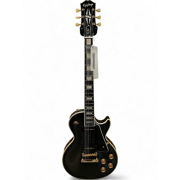 Used 2023 Epiphone Les Paul custom p90 Black and Gold Solid Body Electric Guitar