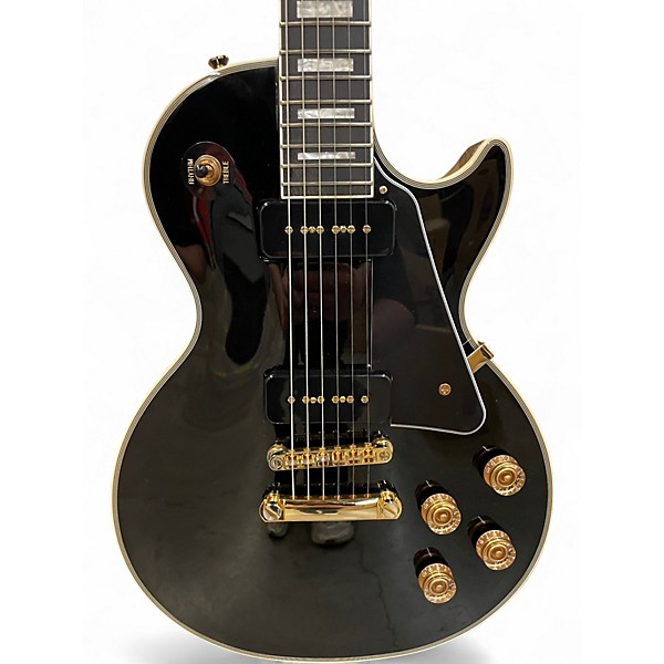 Used 2023 Epiphone Les Paul custom p90 Black and Gold Solid Body Electric Guitar