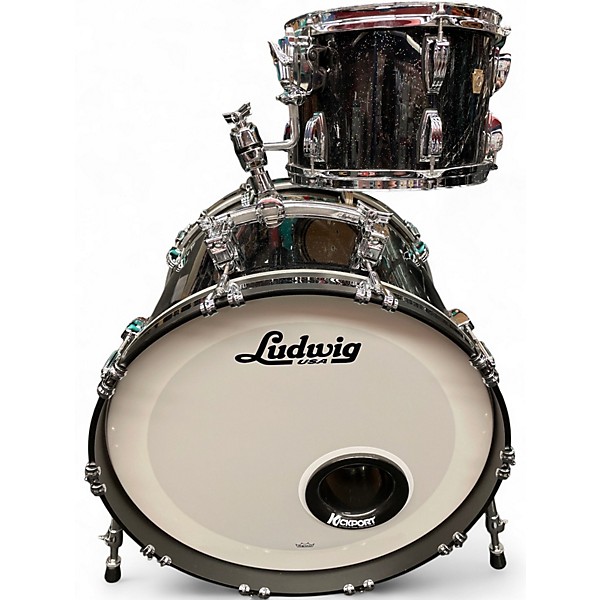 Used Ludwig 4 Piece Classic Maple Black Galaxy Sparkle Drum Kit