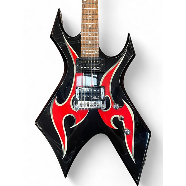 Used B.C. Rich Bronze Series Warlock BLACK AND RED TRIBAL Solid Body Electric Guitar