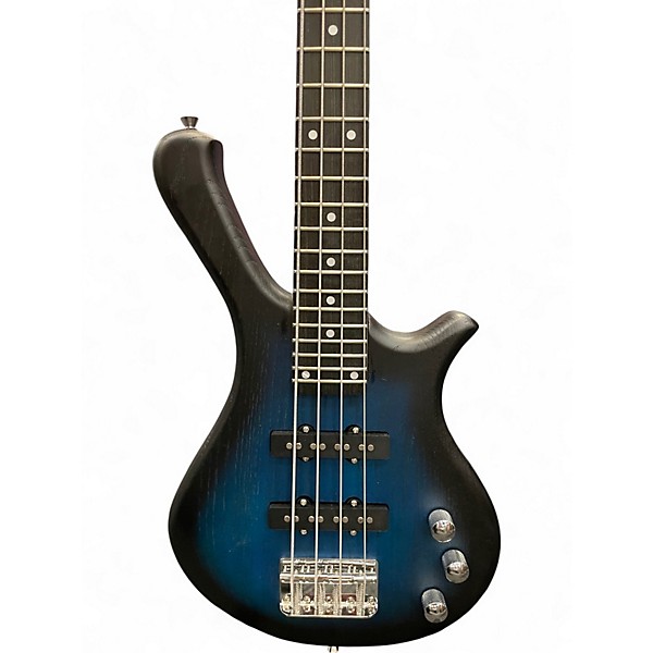 Used Glarry MINI BASS Blue Burst Electric Bass Guitar
