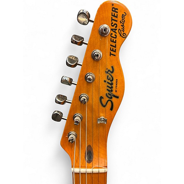 Used Squier TELECASTER CUSTOM Black Solid Body Electric Guitar