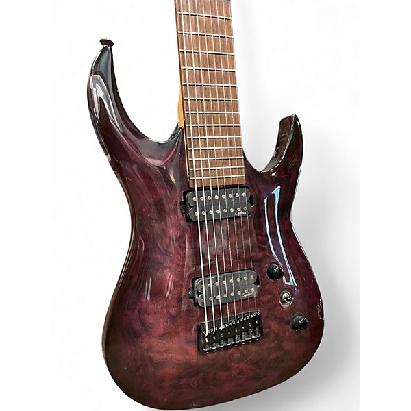 Used Agile Septor 827 8 String Trans Purple Solid Body Electric Guitar