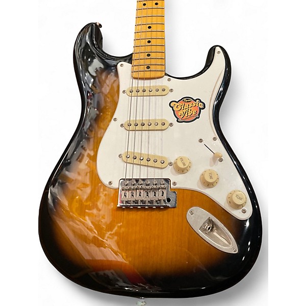 Used 2017 Squier Classic Vibe 1950S Stratocaster 2 Tone Sunburst Solid Body Electric Guitar