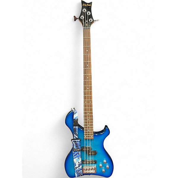 Used Harley Benton 4 String Bass Trans Blue Electric Bass Guitar