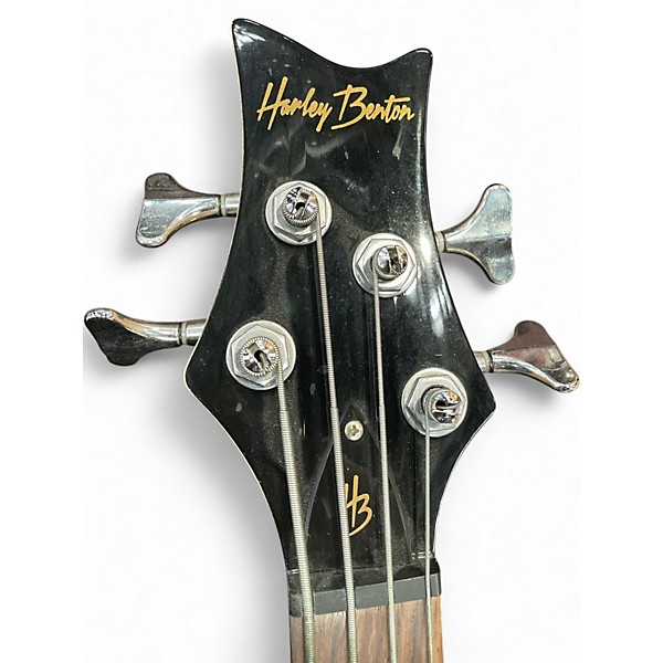 Used Harley Benton 4 String Bass Trans Blue Electric Bass Guitar