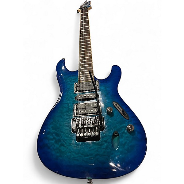 Used Ibanez S670QM TRANS BLUE Solid Body Electric Guitar