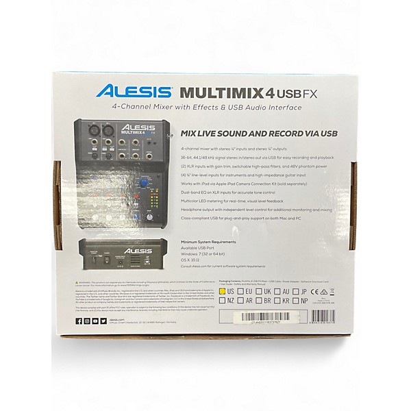 Used Alesis MultiMix 4 USB FX 4-Channel Unpowered Mixer