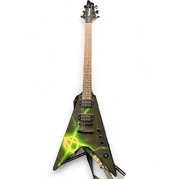 Used Washburn ANARCHY V WV16GBG1 BLACK AND GREEN Solid Body Electric Guitar