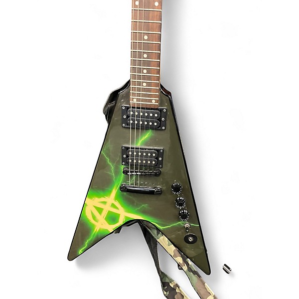 Used Washburn ANARCHY V WV16GBG1 BLACK AND GREEN Solid Body Electric Guitar