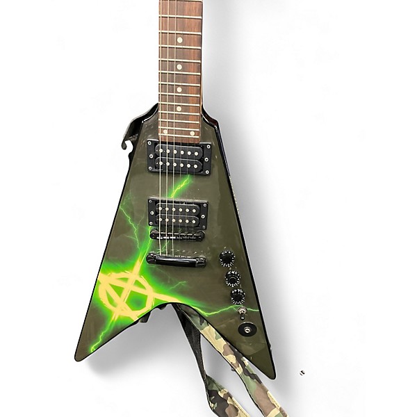 Used Washburn ANARCHY V WV16GBG1 BLACK AND GREEN Solid Body Electric Guitar