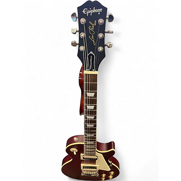 Used Epiphone Les Paul Traditional Pro IV Satin Red Solid Body Electric Guitar