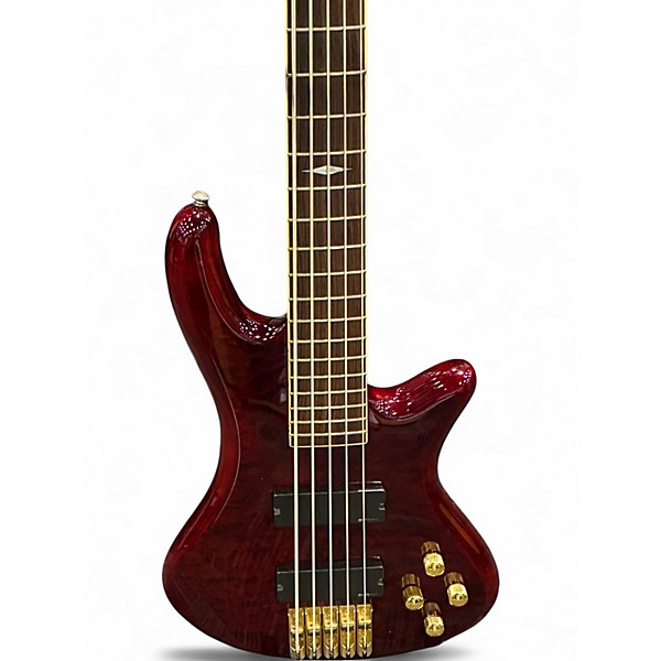 Used Schecter Guitar Research elite-5 Black Cherry Electric Bass Guitar