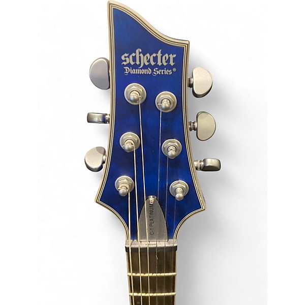 Used Schecter Guitar Research C1 Platinum Satin Transparent Midnight Solid Body Electric Guitar