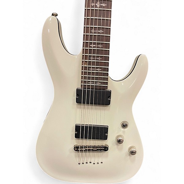 Used Schecter Guitar Research Demon 7 String white Solid Body Electric Guitar