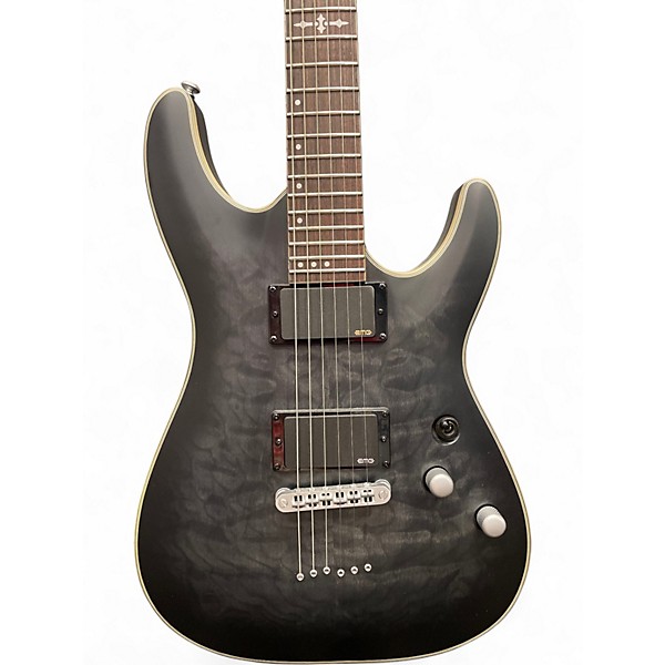 Used Schecter Guitar Research C1 Platinum Trans Black Solid Body Electric Guitar