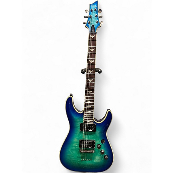Used Schecter Guitar Research Omen Extreme 6 Ocean Blue Burst Solid Body Electric Guitar