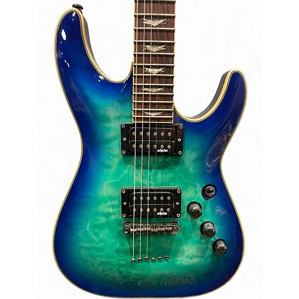 Used Schecter Guitar Research Omen Extreme 6 Ocean Blue Burst Solid Body Electric Guitar