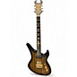 Used Schecter Guitar Research DIAMOND SERIES COSTUM S Black and Gold Solid Body Electric Guitar thumbnail