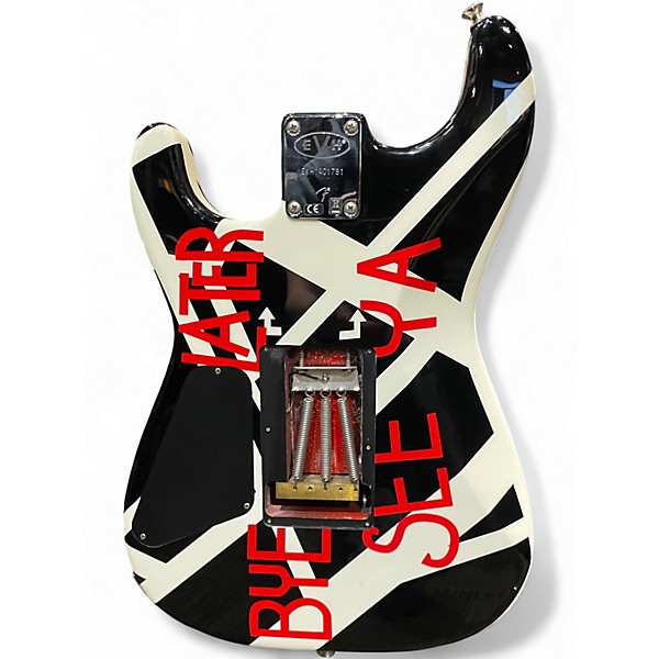 Used 2014 EVH Stripe Series Circles Black and White Solid Body Electric Guitar