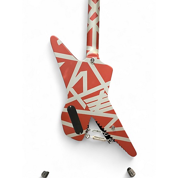 Used EVH Striped Series Shark Red and Silver Solid Body Electric Guitar