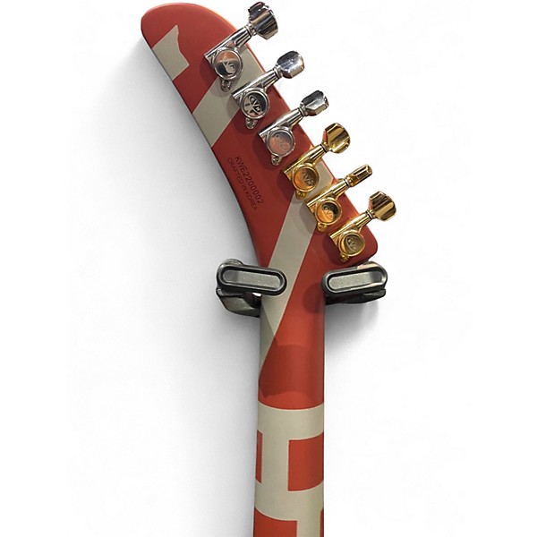 Used EVH Striped Series Shark Red and Silver Solid Body Electric Guitar