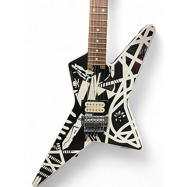 Used EVH Striped Series Star Black and White Solid Body Electric Guitar