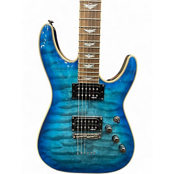 Used Schecter Guitar Research DIAMOND SERIES Trans Blue Solid Body Electric Guitar