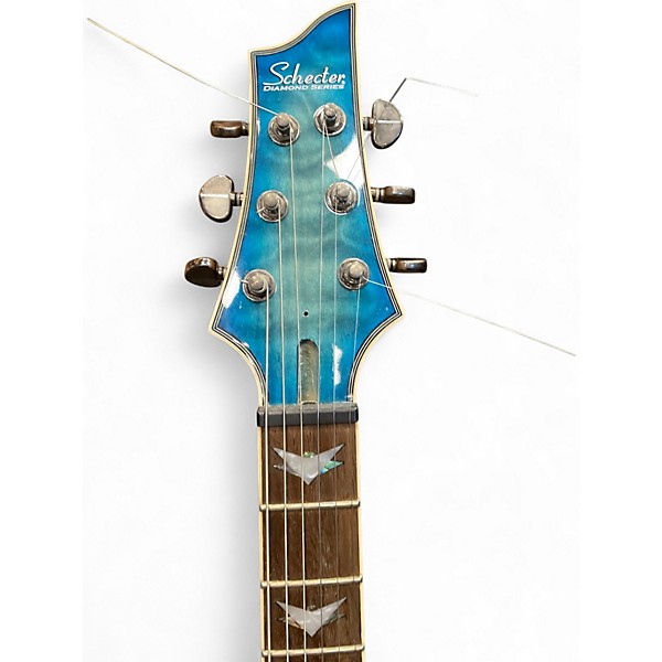 Used Schecter Guitar Research DIAMOND SERIES Trans Blue Solid Body Electric Guitar