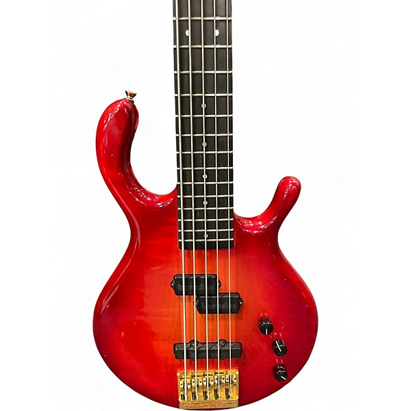 Used Pedulla MVP5 5 String Trans Red Electric Bass Guitar