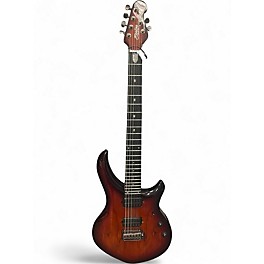 Used Sterling by Music Man MAJ200 SPALTED MAPLE BLOOD ORANGE BURST Solid Body Electric Guitar