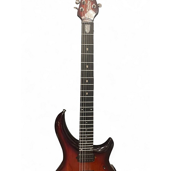 Used Sterling by Music Man MAJ200 SPALTED MAPLE BLOOD ORANGE BURST Solid Body Electric Guitar