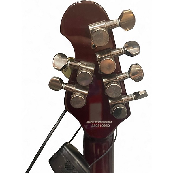 Used Sterling by Music Man MAJ200 SPALTED MAPLE BLOOD ORANGE BURST Solid Body Electric Guitar