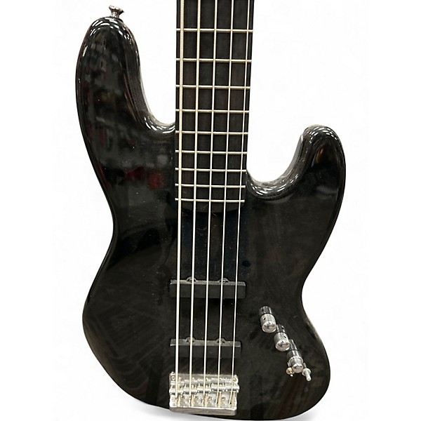 Used Squier Deluxe Jazz Bass Active V 5 String Black Electric Bass Guitar
