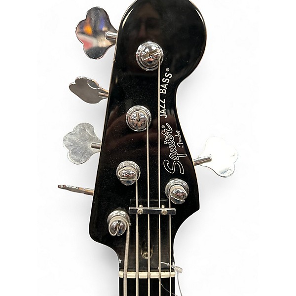 Used Squier Deluxe Jazz Bass Active V 5 String Black Electric Bass Guitar