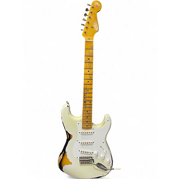 Used Fender Custom Shop 1956 Stratocaster Redil White over Sunburst Solid Body Electric Guitar