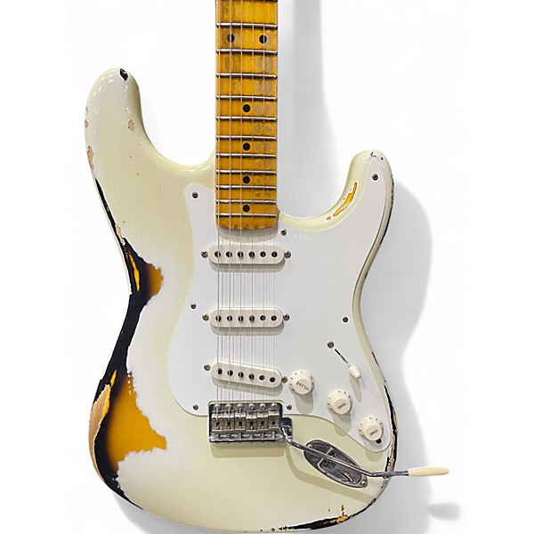 Used Fender Custom Shop 1956 Stratocaster Redil White over Sunburst Solid Body Electric Guitar