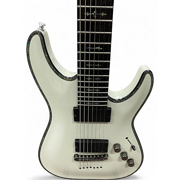 Used Schecter Guitar Research Hellraiser C7 7 String White Solid Body Electric Guitar
