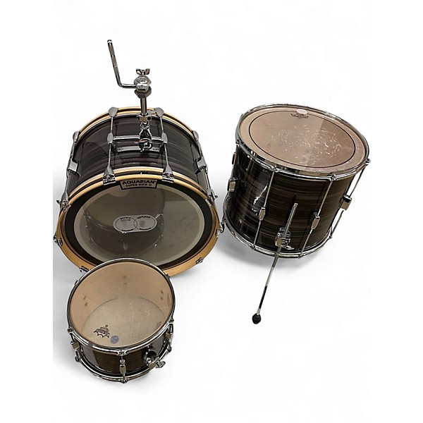 Used Barton Drums 3 Piece Studio Custom Birch Brown Stripes Drum Kit