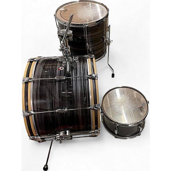 Used Barton Drums 3 Piece Studio Custom Birch Brown Stripes Drum Kit