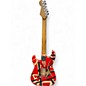 Used EVH Striped Series Frankie Red with Black and White Stripes Relic Solid Body Electric Guitar