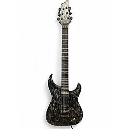 Used Schecter Guitar Research c1 fr-s silver mountain Black and Silver Solid Body Electric Guitar