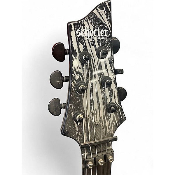 Used Schecter Guitar Research c1 fr-s silver mountain Black and Silver Solid Body Electric Guitar
