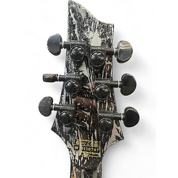 Used Schecter Guitar Research c1 fr-s silver mountain Black and Silver Solid Body Electric Guitar